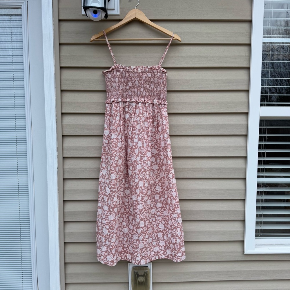 J Crew Smocked Cotton Poplin Dress Rose Vines Size S - Picture 8 of 11